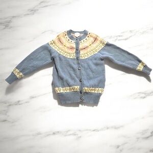 Susan Bristol Blue and Yellow Patterned Cardigan